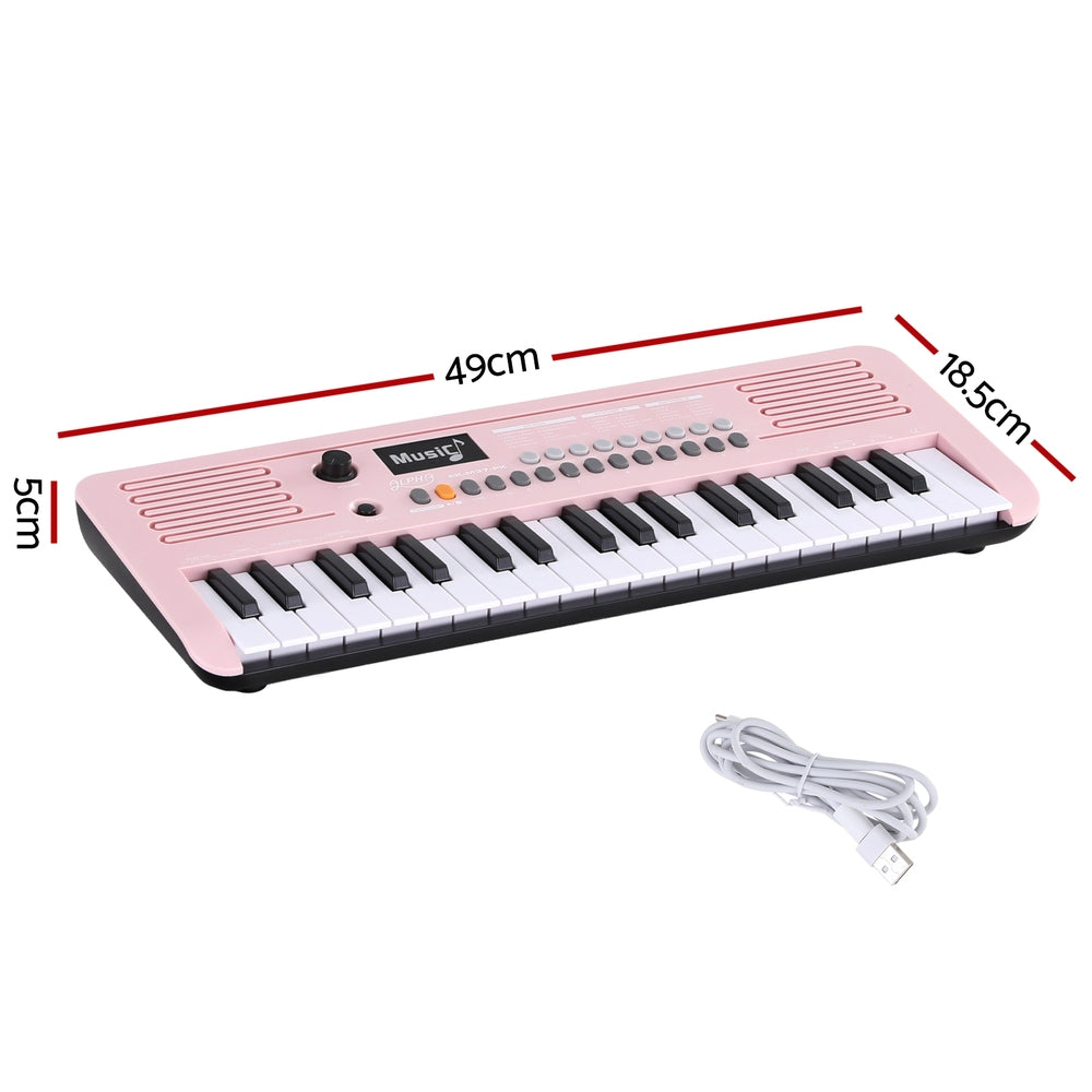 Alpha 37-Key Digital Piano Keyboard for Kids Beginners Electronic Keyboard Piano Gift Pink-1