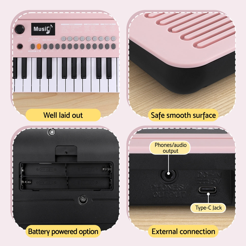 Alpha 37-Key Digital Piano Keyboard for Kids Beginners Electronic Keyboard Piano Gift Pink-5