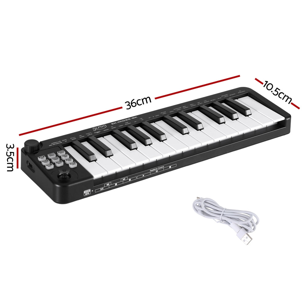 Alpha 25-Key MIDI Keyboard Controller Portable USB Laptop Black-1