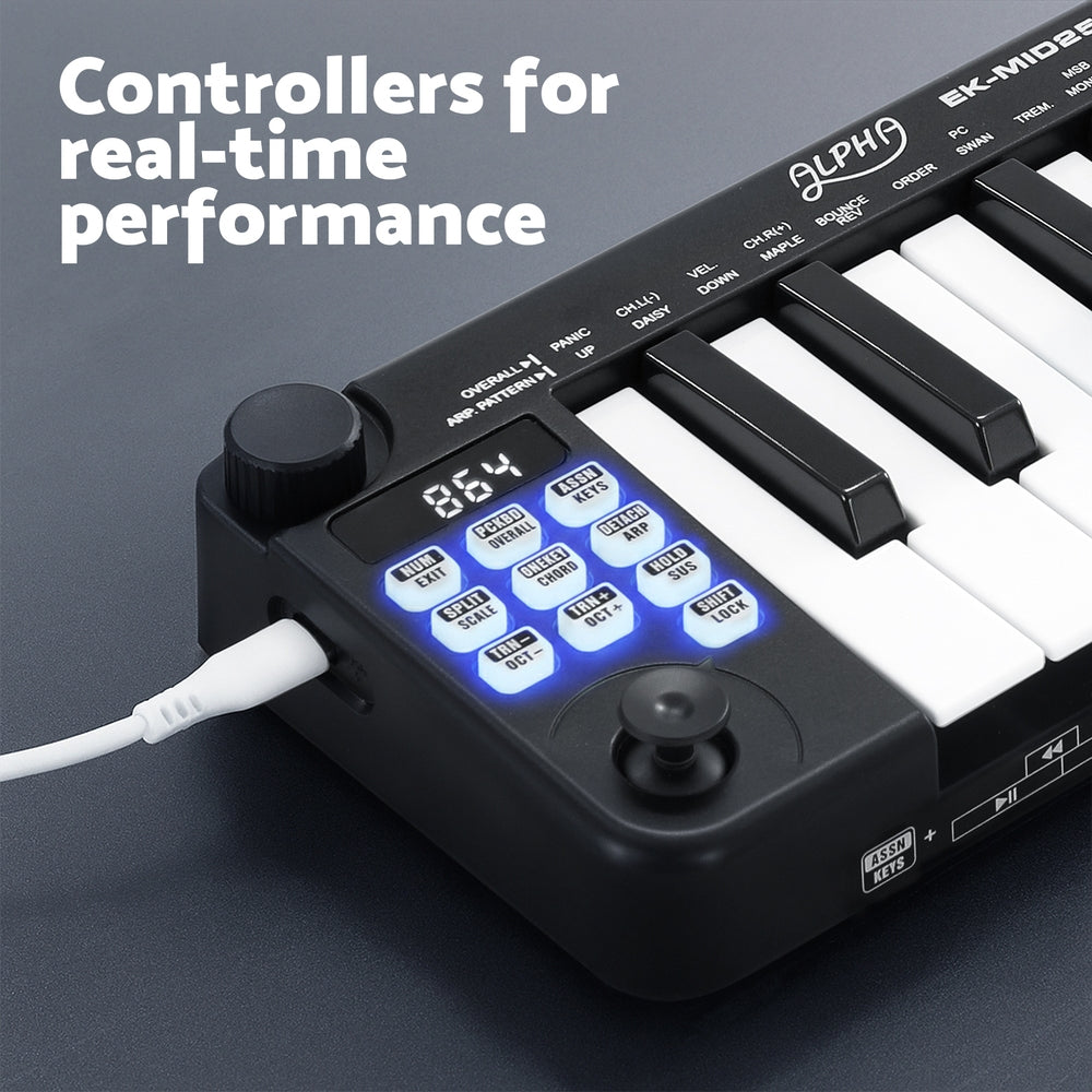 Alpha 25-Key MIDI Keyboard Controller Portable USB Laptop Black-4