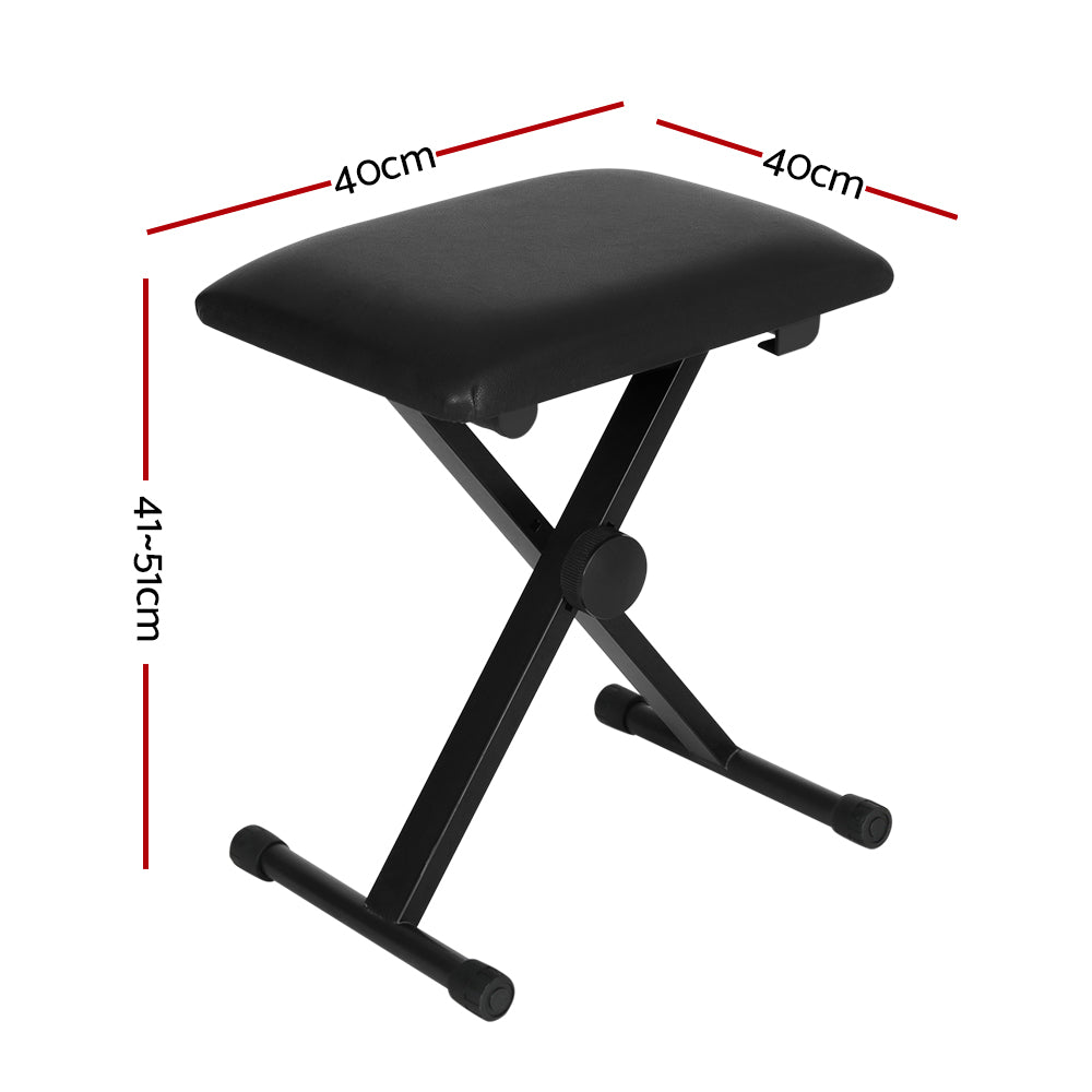 Alpha Piano Stool Adjustable Height Keyboard Seat Portable Bench Chair Black-1