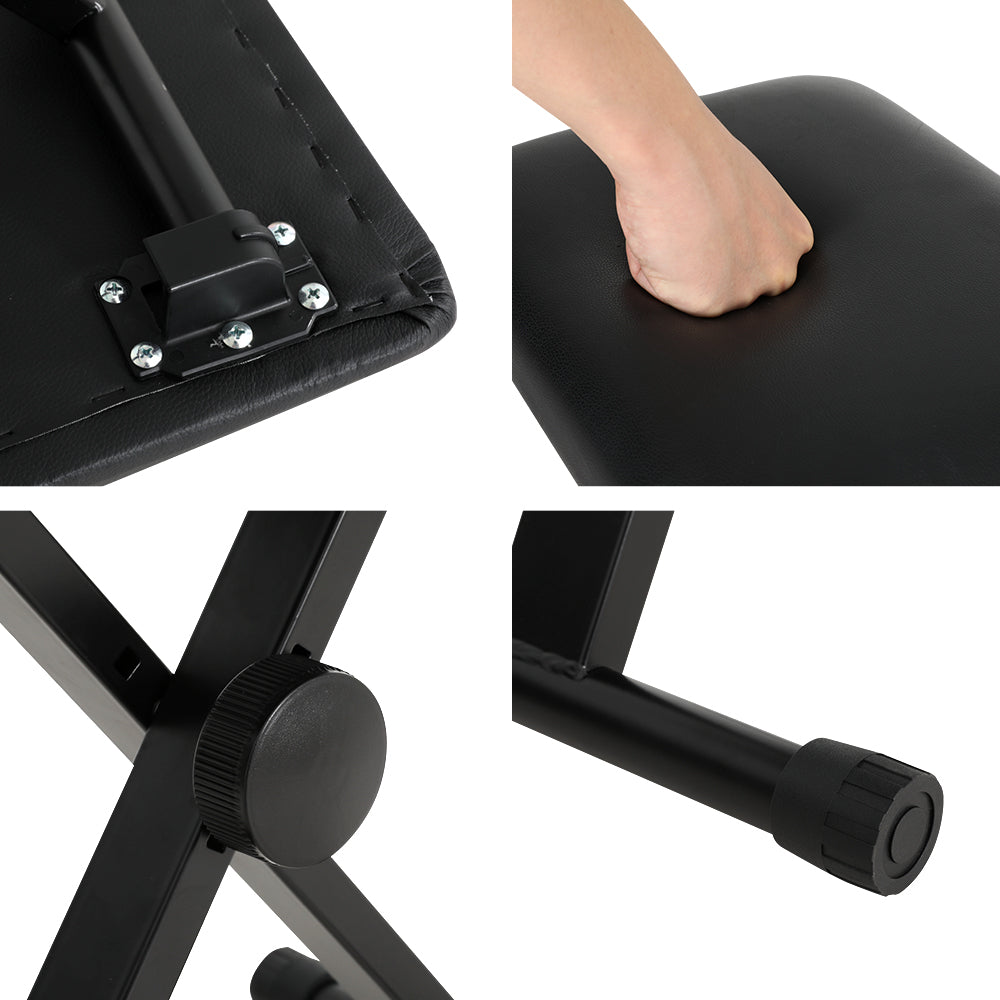 Alpha Piano Stool Adjustable Height Keyboard Seat Portable Bench Chair Black-3