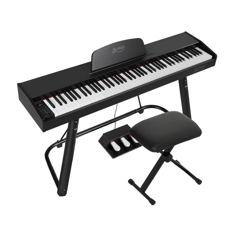 Alpha 88 Keys Electronic Piano Keyboard Digital Electric w/ Stand Stool Weighted-0