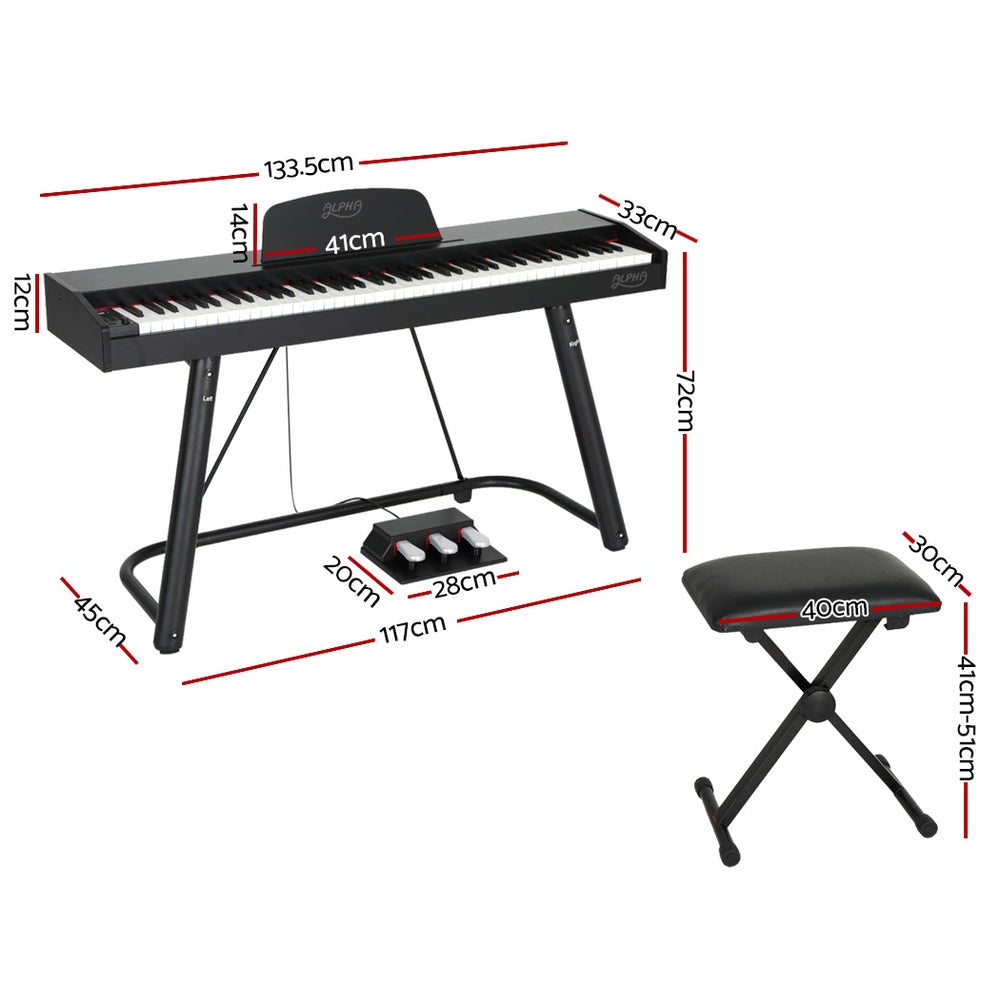 Alpha 88 Keys Electronic Piano Keyboard Digital Electric w/ Stand Stool Weighted-1