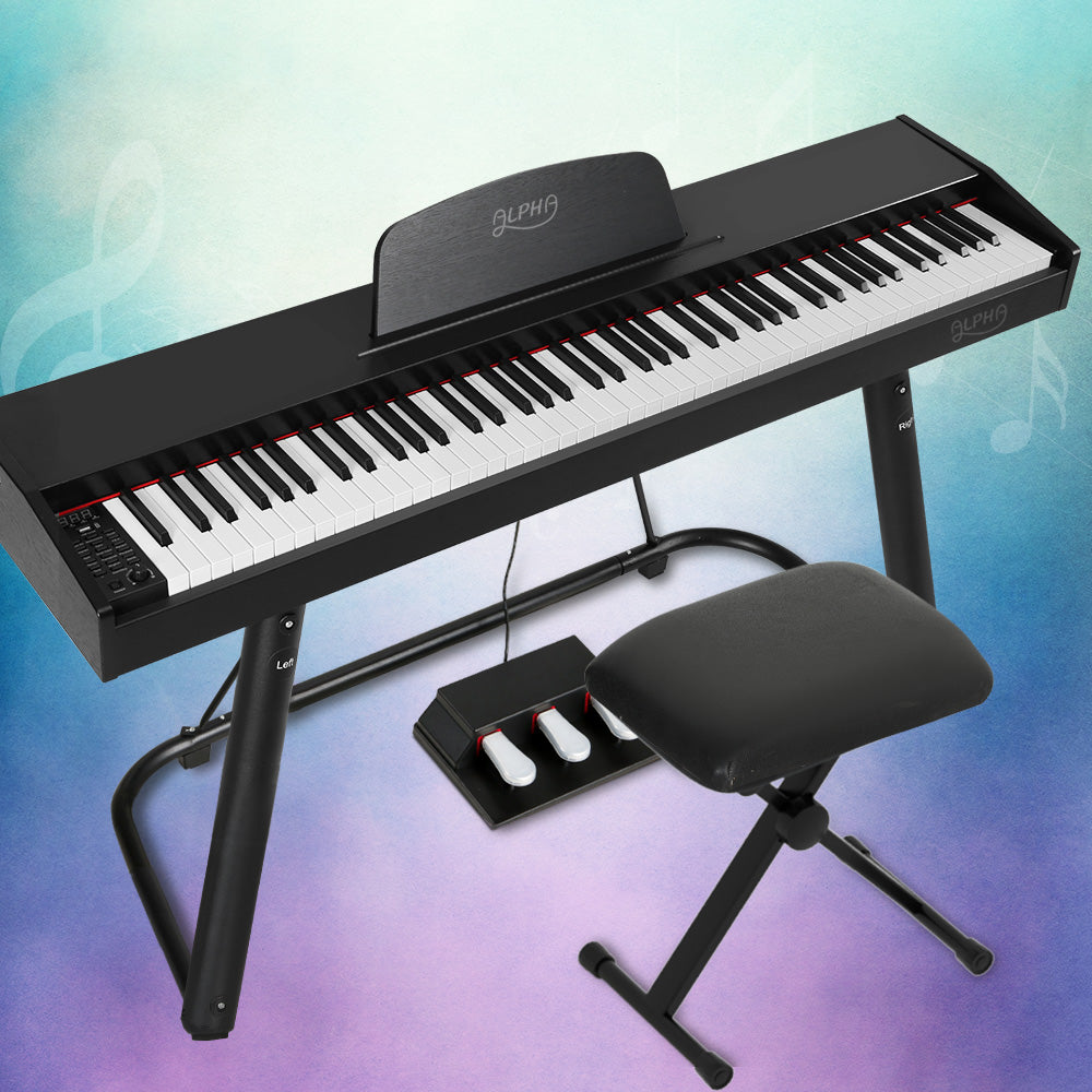 Alpha 88 Keys Electronic Piano Keyboard Digital Electric w/ Stand Stool Weighted-6