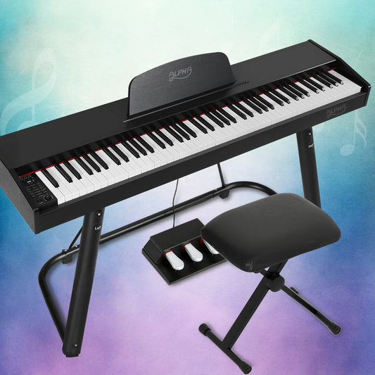 Alpha 88 Keys Electronic Piano Keyboard Digital Electric w/ Stand Stool Weighted-0