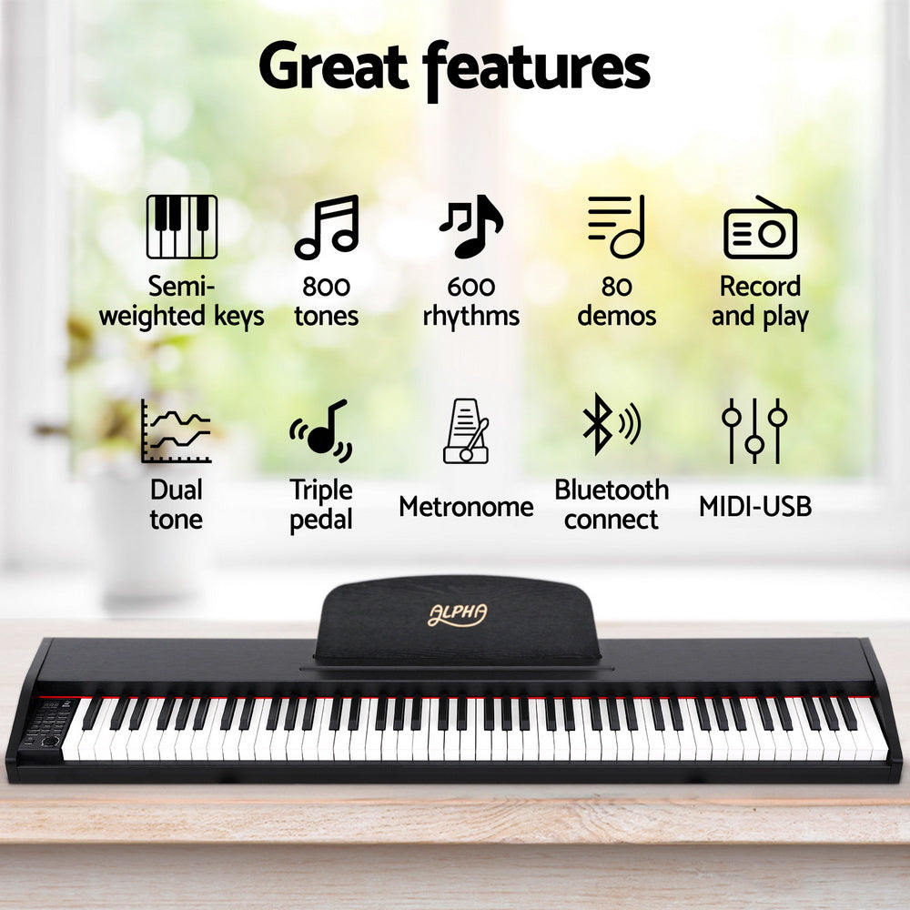 Alpha 88 Keys Digital Piano Keyboard Electronic w/ Stand-4