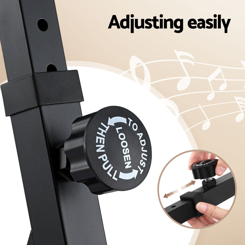 Alpha Heavy Duty Adjustable Piano Stand with Lockable Wheels Z-Stand Black-5