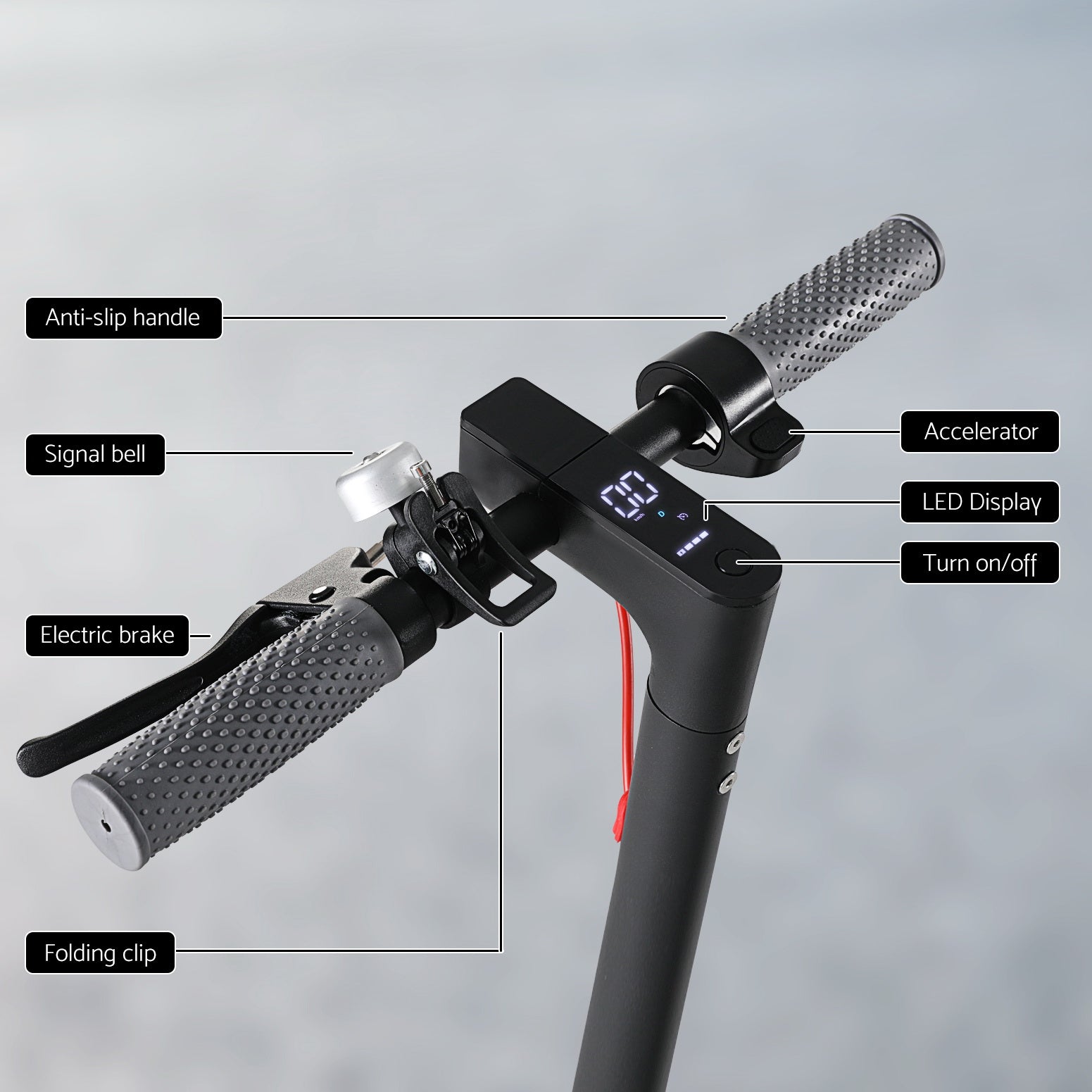 Electric Scooter 500W 25KM/H Folding Portable Riding For Adults Commuter Black-5