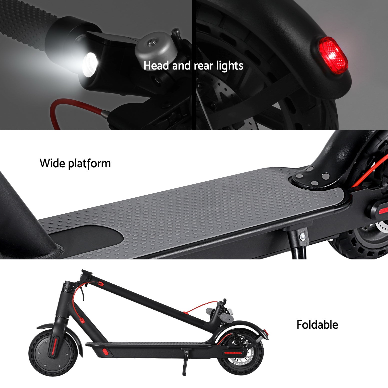 Electric Scooter 500W 25KM/H Folding Portable Riding For Adults Commuter Black-6