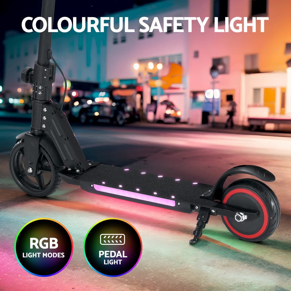 Electric Scooter 130W 16KM/H LED Light Folding Portable Riding Commuter Black-4