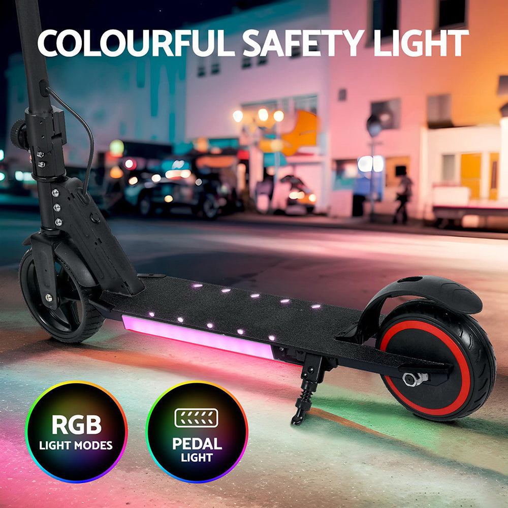 Electric Scooter 130W 16KM/H LED Light Folding Portable Riding Commuter Black-5