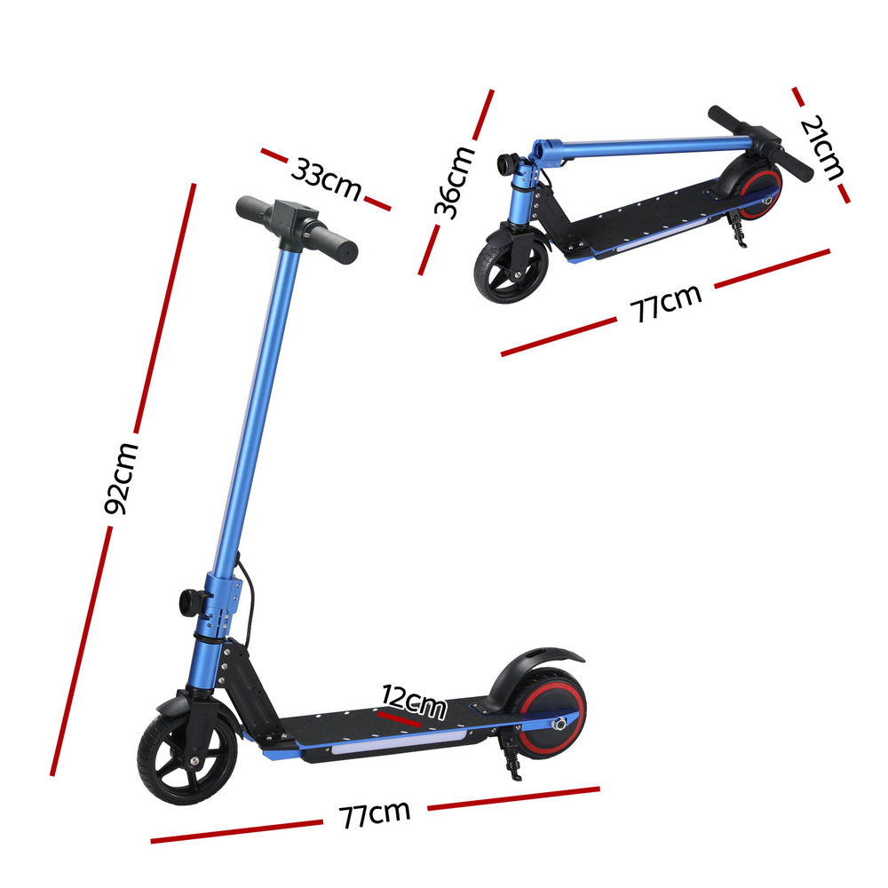 Electric Scooter 130W 16KM/H LED Light Folding Portable Riding Commuter Blue-1