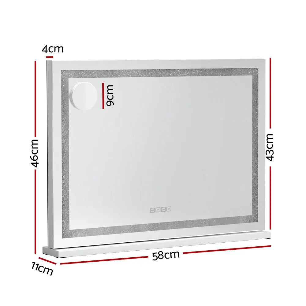 Embellir Bluetooth Makeup Mirror 58x46cm Hollywood Vanity with LED Light Crystal-1