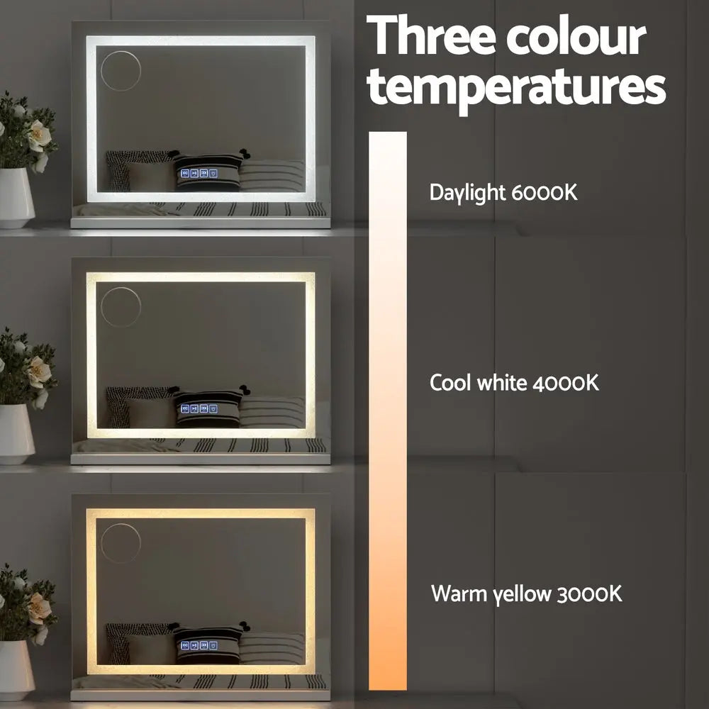 Embellir Bluetooth Makeup Mirror 58x46cm Hollywood Vanity with LED Light Crystal-4