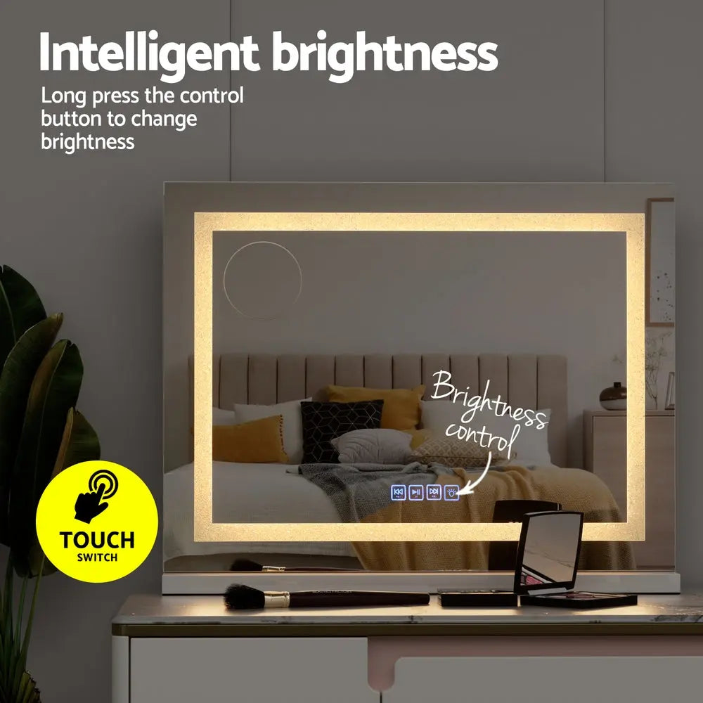 Embellir Bluetooth Makeup Mirror 58x46cm Hollywood Vanity with LED Light Crystal-5