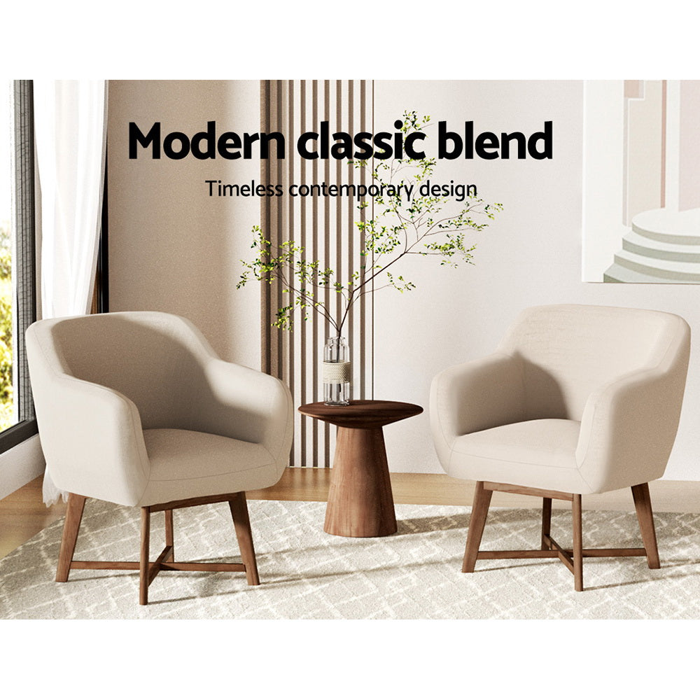 Artiss Armchair Tub Chair Beige Aston-4