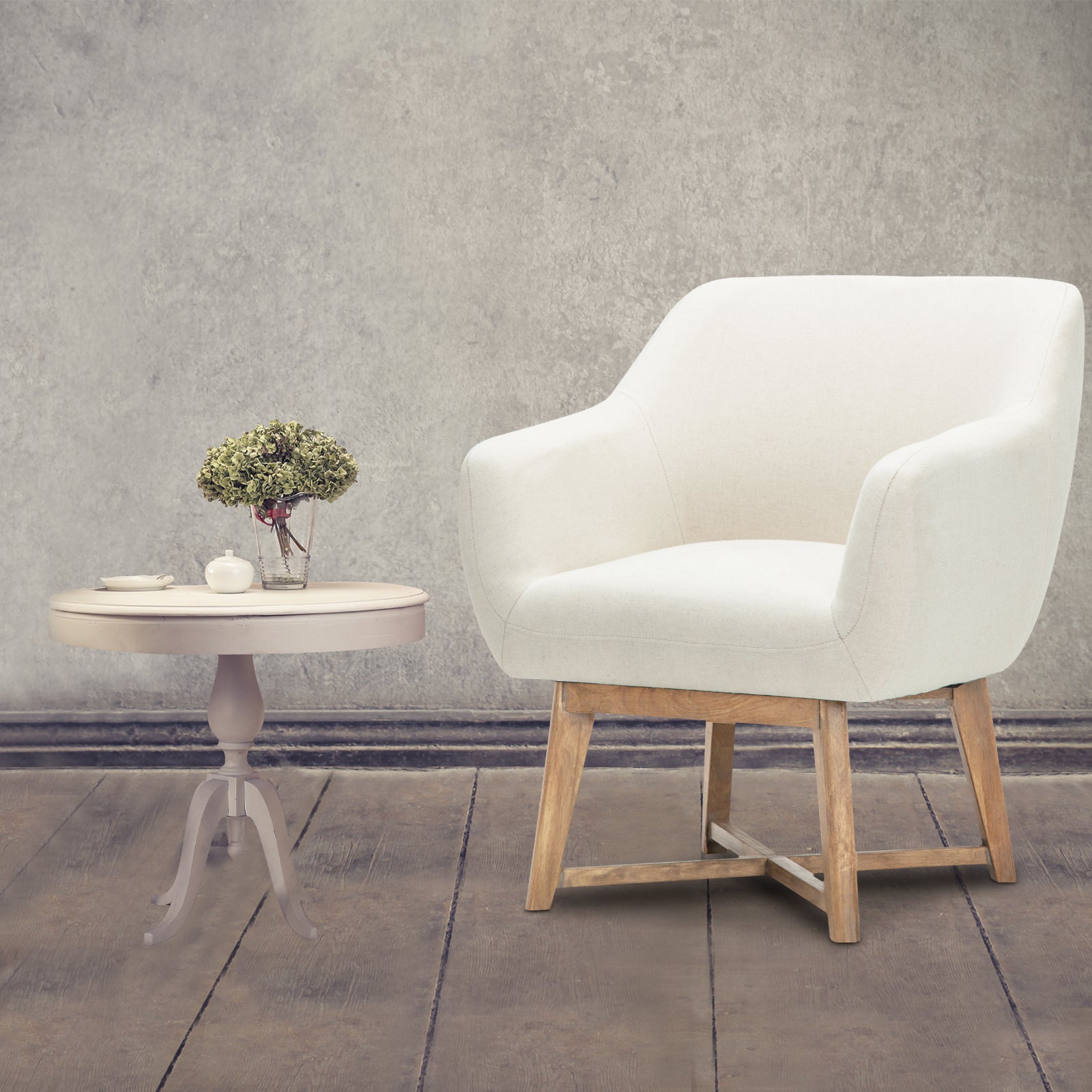 Artiss Armchair Tub Chair Beige Aston-6
