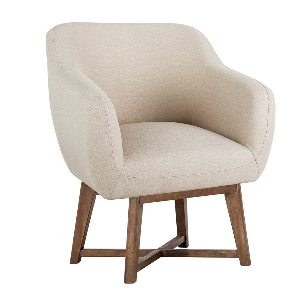 Artiss Fabric Tub Lounge Armchair - Beige-0