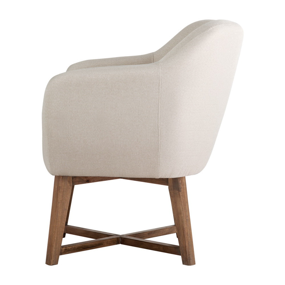 Artiss Fabric Tub Lounge Armchair - Beige-3