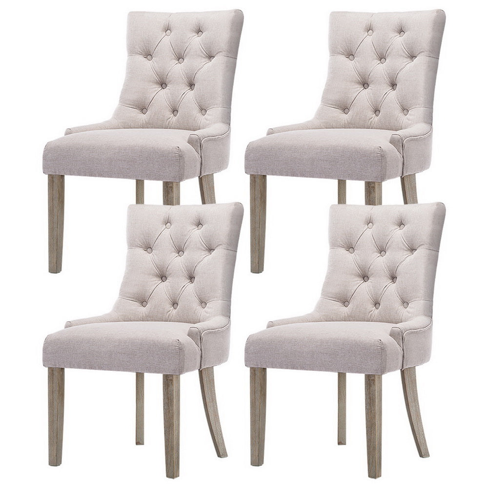 Artiss Dining Chairs Set of 4 Linen French Provincial Beige-0