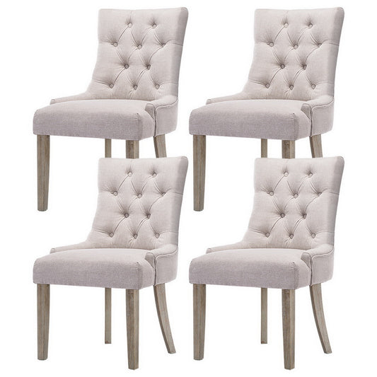 Artiss Dining Chairs Set of 4 Linen French Provincial Beige-0
