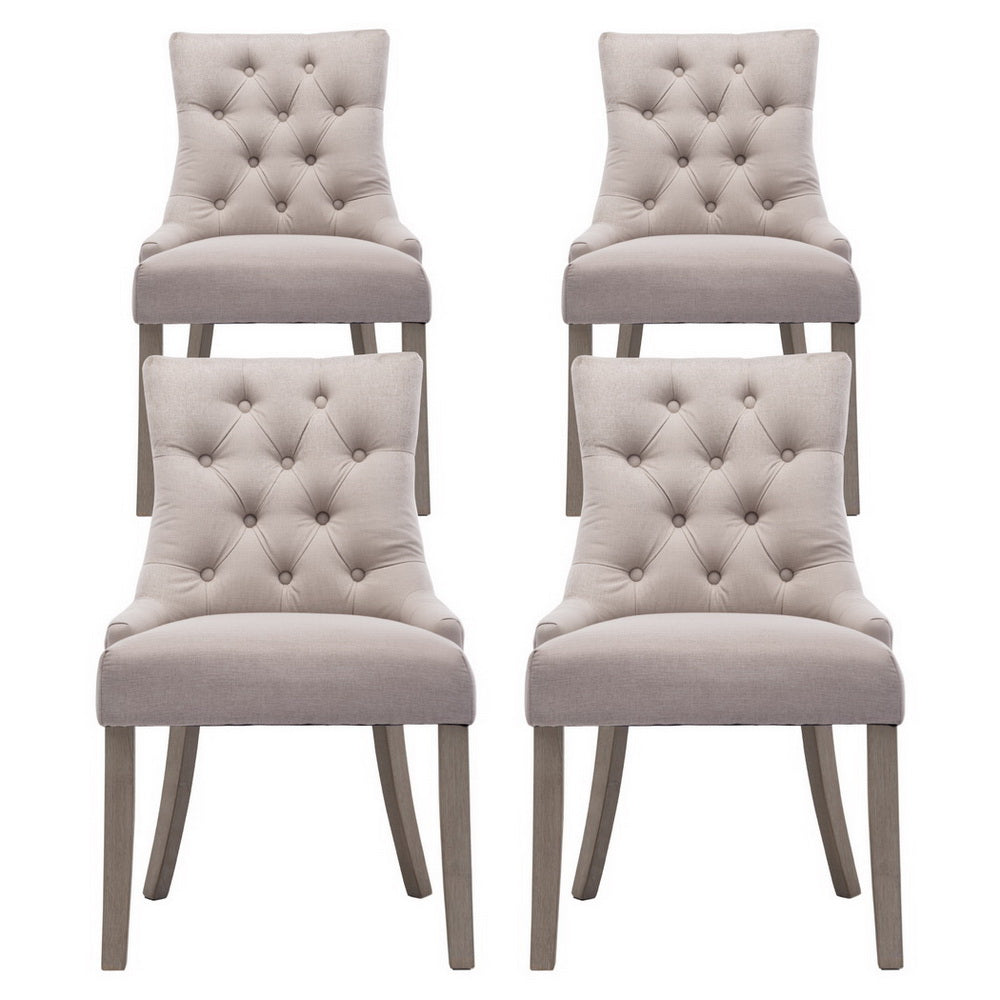 Artiss Dining Chairs Set of 4 Linen French Provincial Beige-2