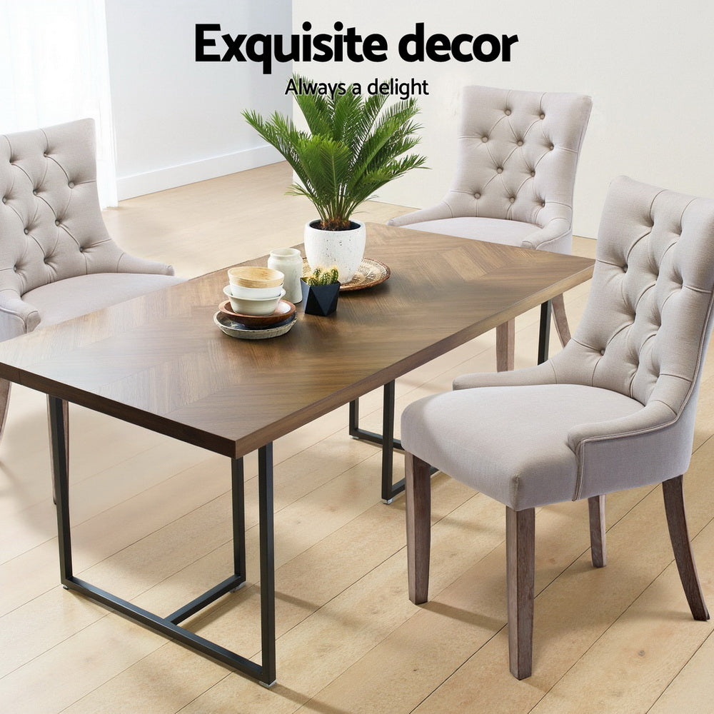 Artiss Dining Chairs Set of 4 Linen French Provincial Beige-3