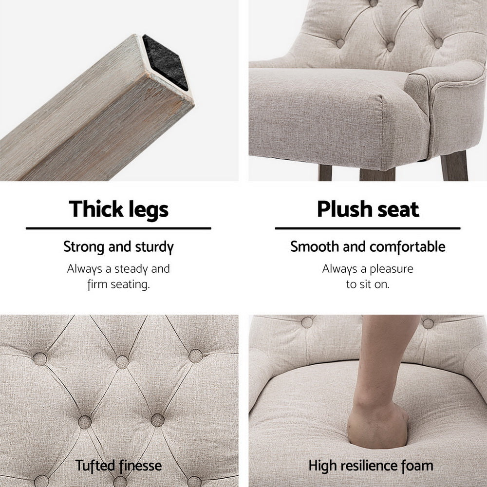 Artiss Dining Chairs Set of 4 Linen French Provincial Beige-4