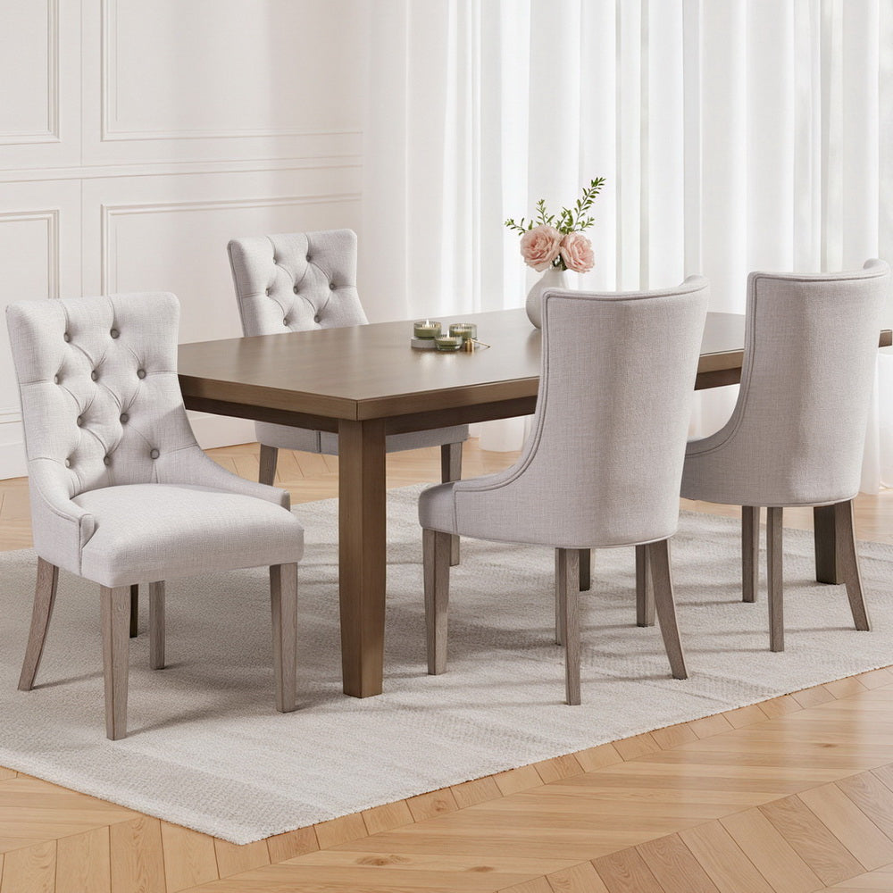 Artiss Dining Chairs Set of 4 Linen French Provincial Beige-6