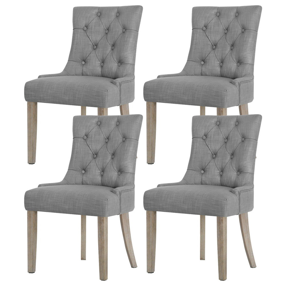 Artiss Dining Chairs Set of 4 Linen French Provincial Grey-0