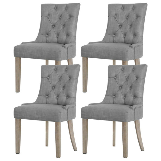 Artiss Dining Chairs Set of 4 Linen French Provincial Grey-0