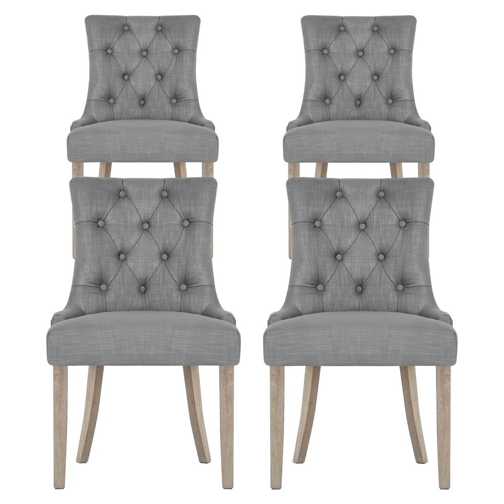 Artiss Dining Chairs Set of 4 Linen French Provincial Grey-2