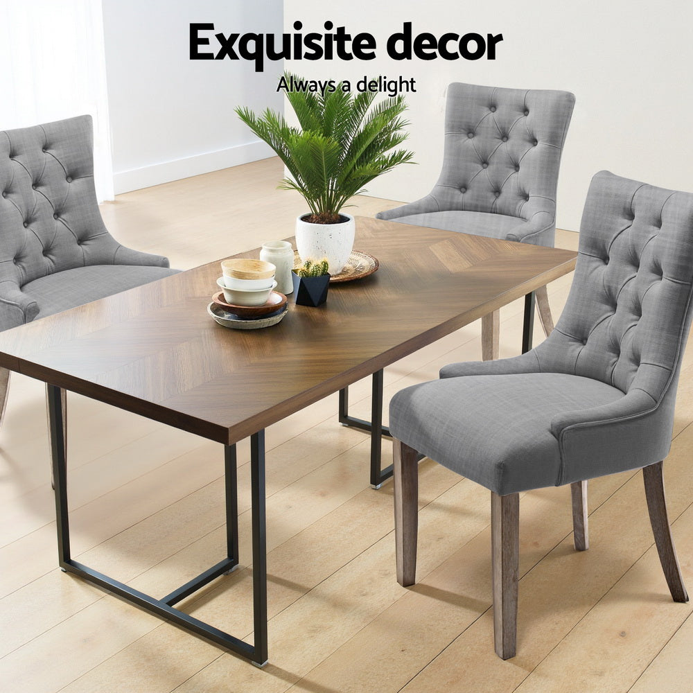 Artiss Dining Chairs Set of 4 Linen French Provincial Grey-3