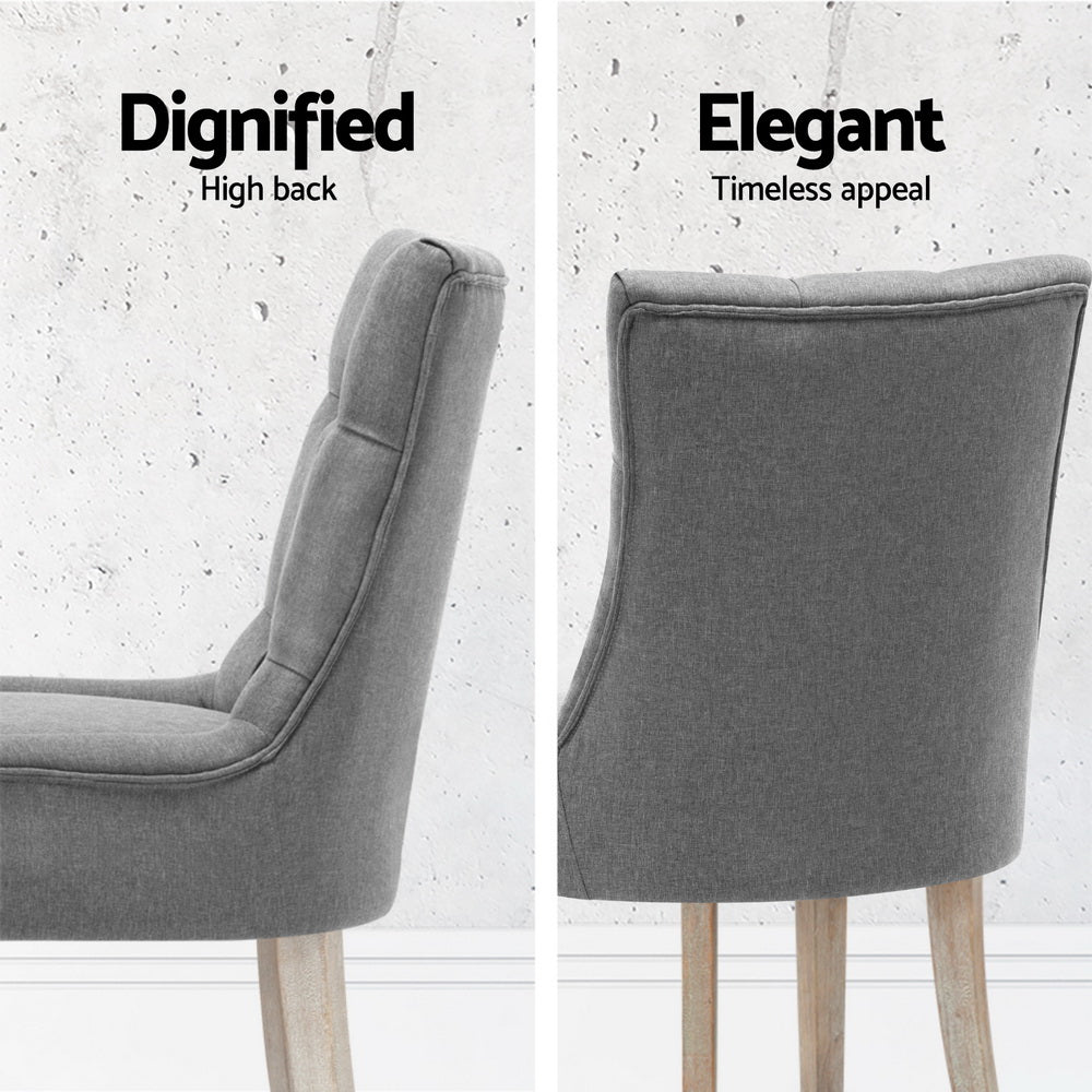 Artiss Dining Chairs Set of 4 Linen French Provincial Grey-4