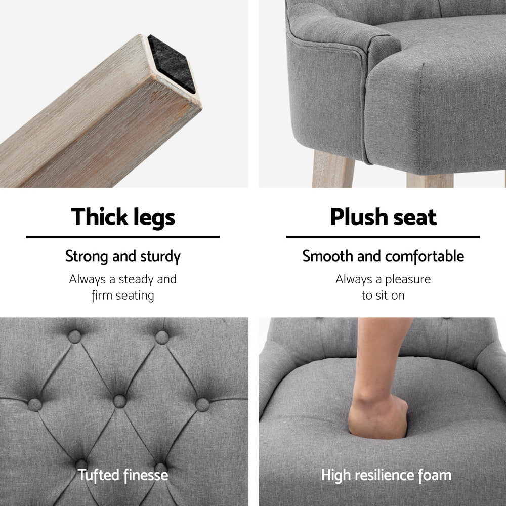 Artiss Dining Chairs Set of 4 Linen French Provincial Grey-5