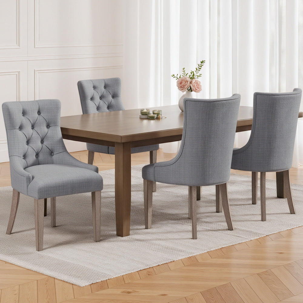 Artiss Dining Chairs Set of 4 Linen French Provincial Grey-6