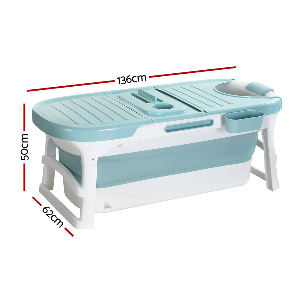 Weisshorn Foldable Bathtub Portable Folding Water Spa with Cover Plate 136x62cm-1