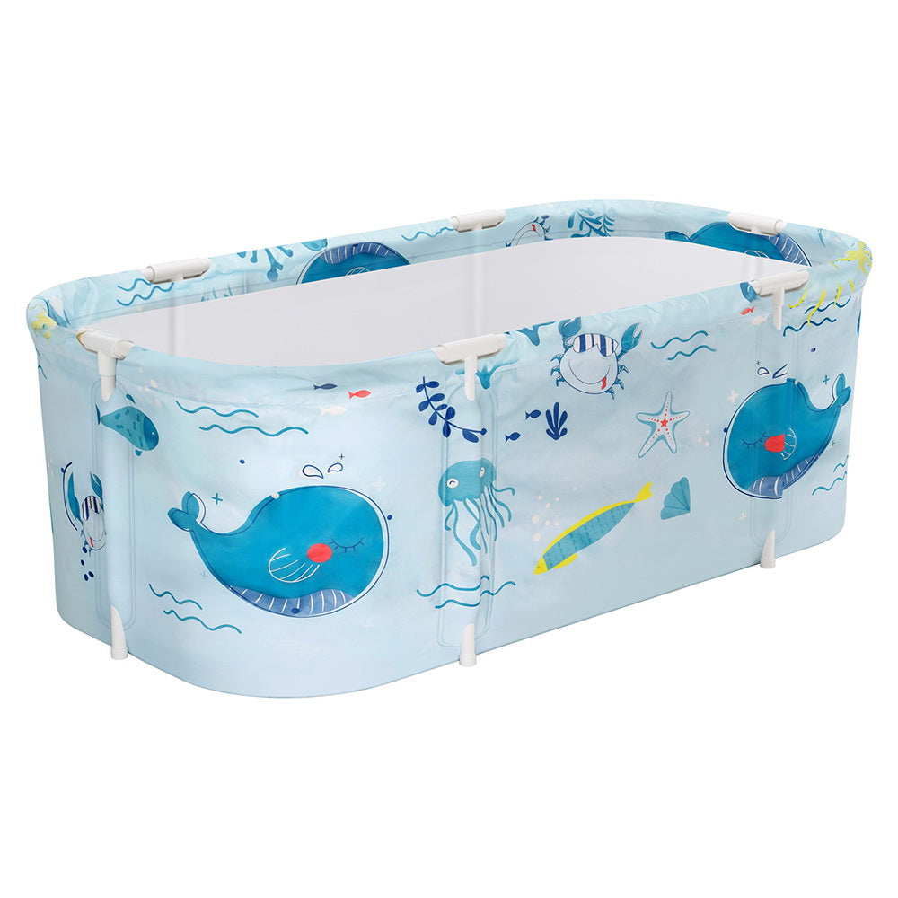 Weisshorn Foldable Bathtub PVC Spa Bucket Inflatable Cushion 132x65cm Blue-0