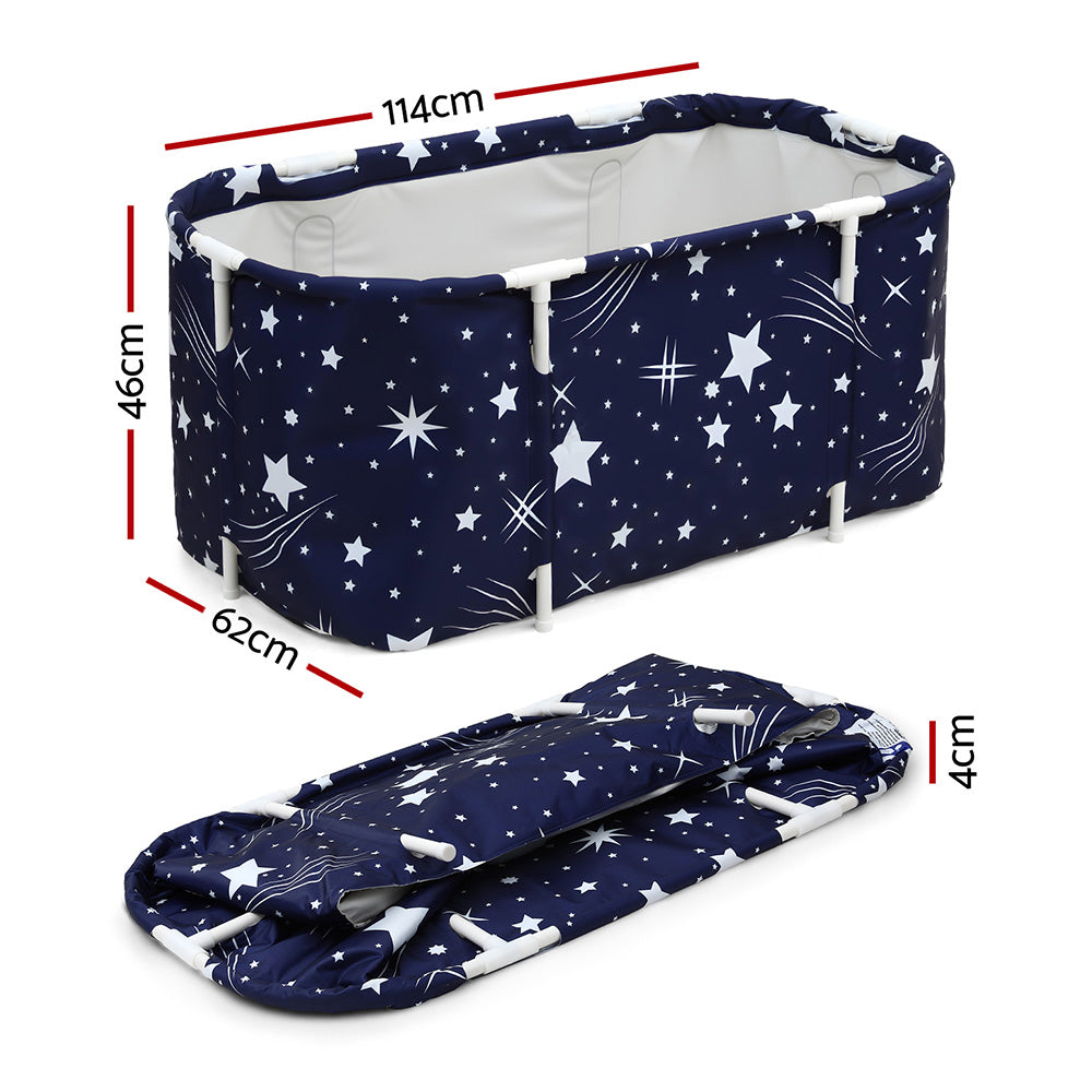 Weisshorn Foldable Bathtub PVC SPA Bucket Inflatable Cushion 114x62cm Star Navy-1