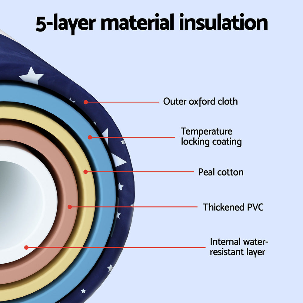 Weisshorn Foldable Bathtub PVC SPA Bucket Inflatable Cushion 114x62cm Star Navy-3