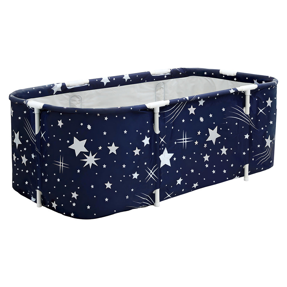 Weisshorn Foldable Bathtub PVC SPA Bucket Inflatable Cushion 134x65cm Star Navy-0