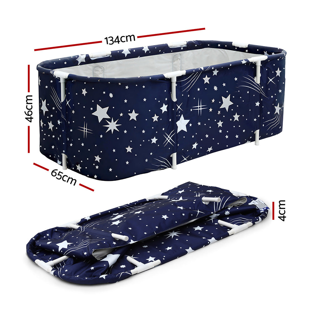 Weisshorn Foldable Bathtub PVC SPA Bucket Inflatable Cushion 134x65cm Star Navy-1