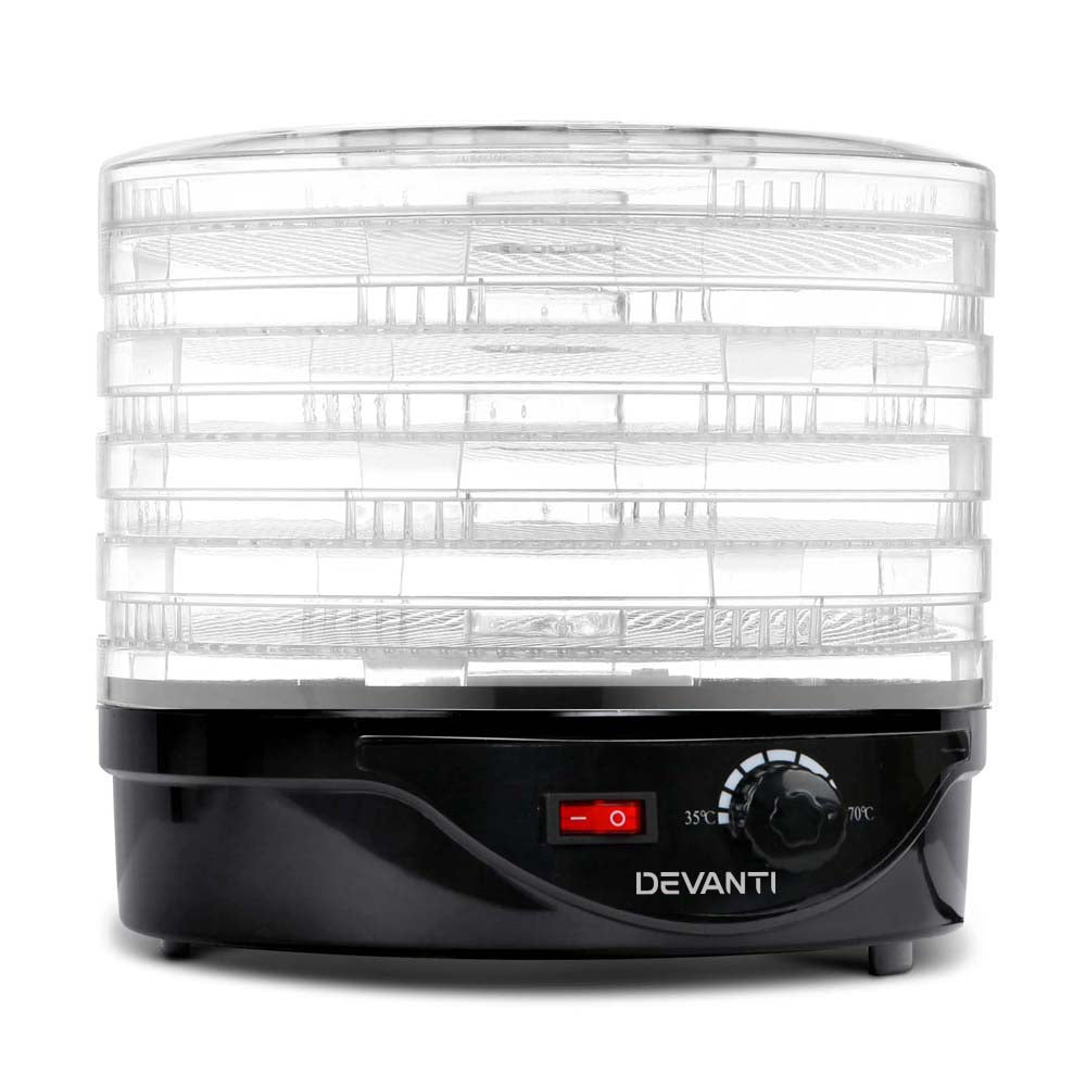 Devanti 5 Trays Food Dehydrator Fruit Dehydrators Pet Beef Jerky Dryer Black-0