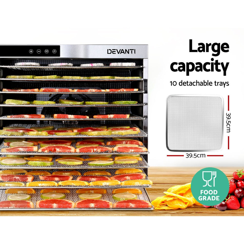 Devanti 10 Trays Food Dehydrator Stainless Steel Tray-3