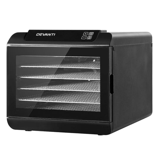 Devanti 6 Trays Food Dehydrator Stainless Steel Tray-0