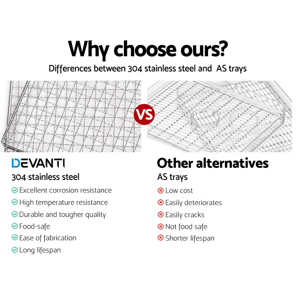 Devanti 6 Trays Food Dehydrator Stainless Steel Tray-6