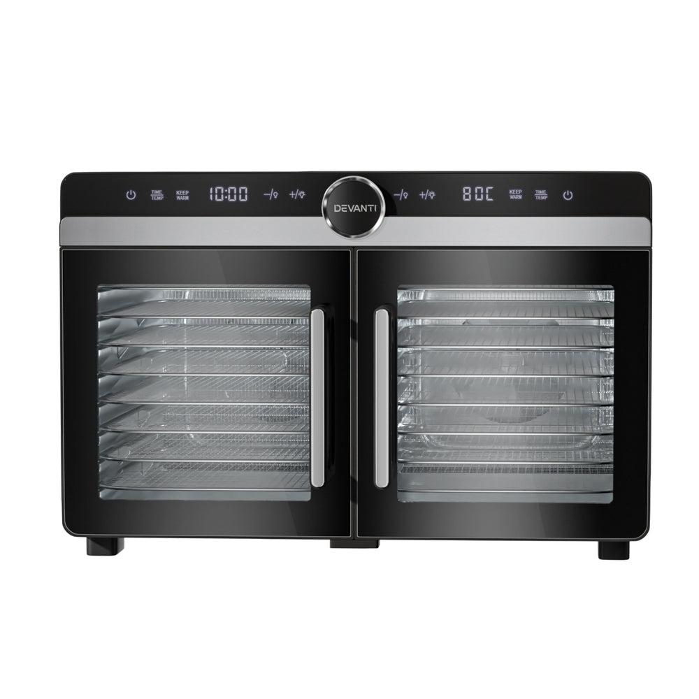 Devanti 16 Trays Food Dehydrator Dual-Zone Stainless Steel-2