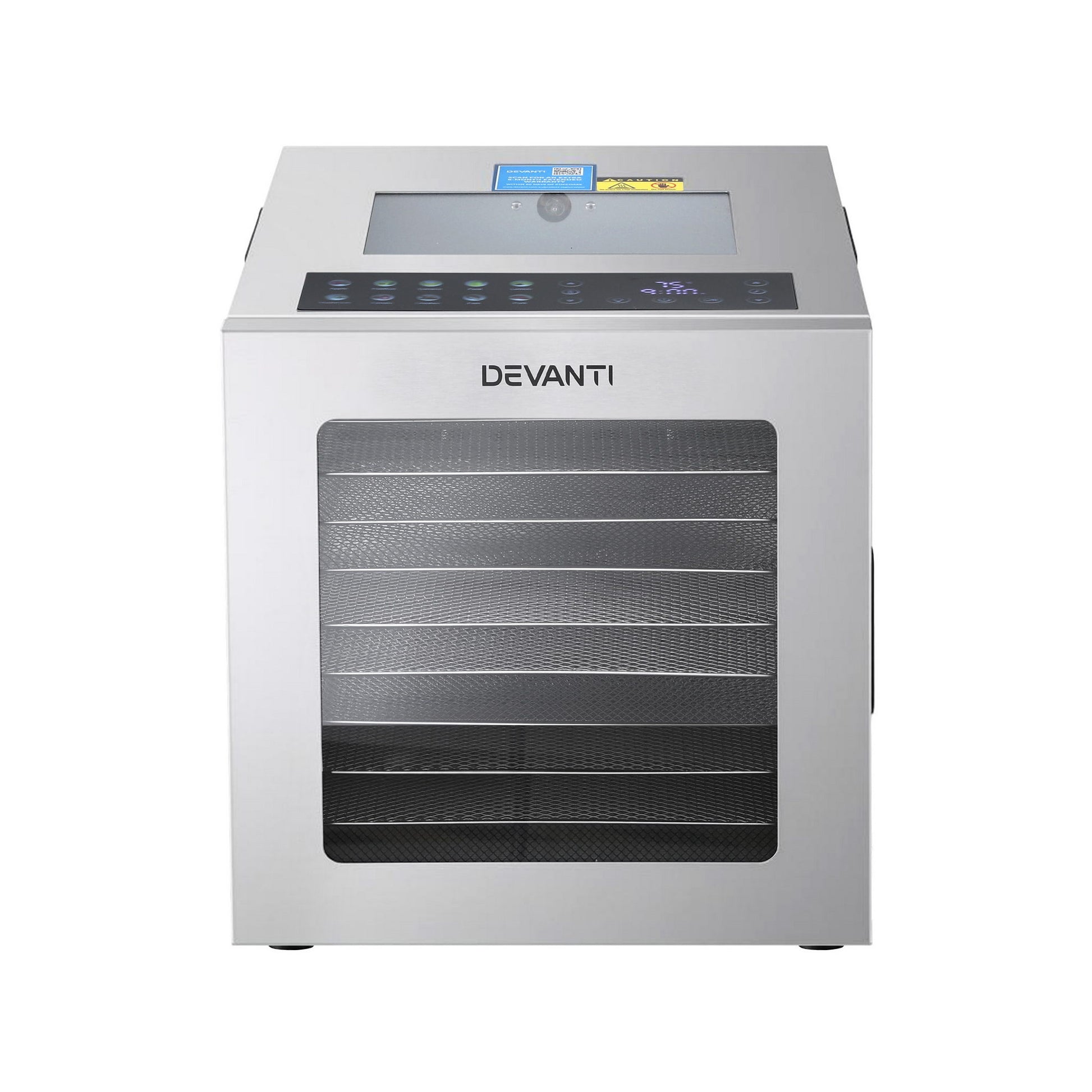 Devanti 10 Trays Food Dehydrator Stainless Steel Visible Glass Door 850W-3