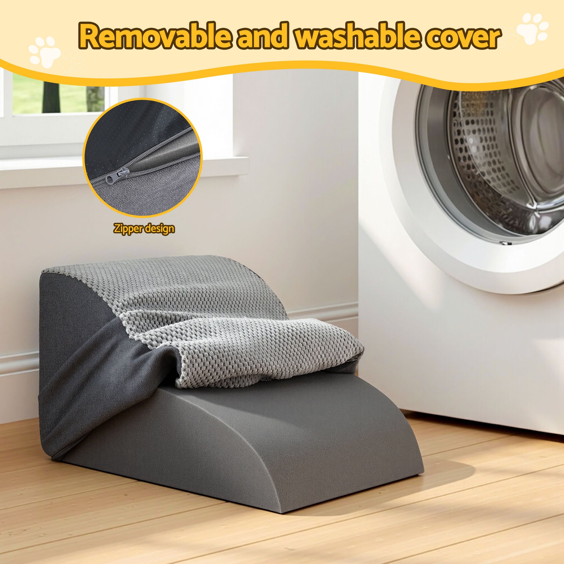 i.Pet Dog Ramp 2 Steps For Small Dogs Bed Sofa Car Foam Non-Slip Pet Cat Stairs-5